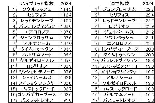 2024　富士Ｓ　HB指数